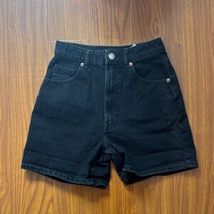 Zara High Waisted Black Denim Mom Shorts